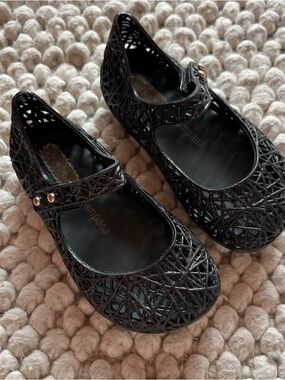 Mini Melissa Style Black Glitter Jelly Mary Janes